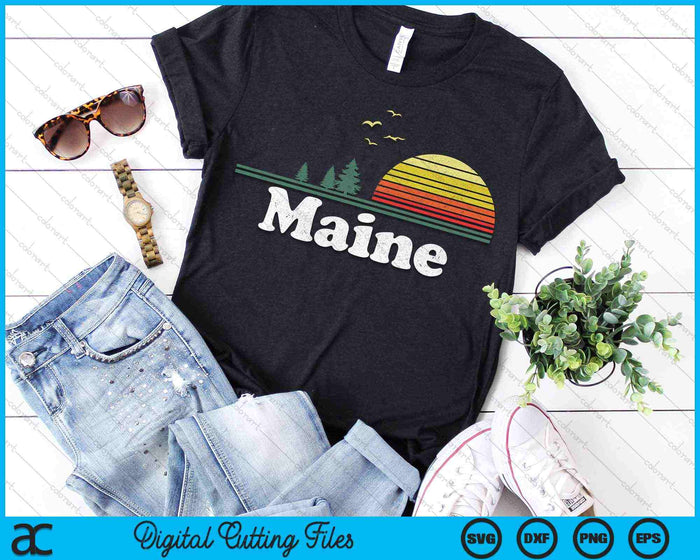 Retro Maine State Park ME Home Design SVG PNG Archivos de corte digital