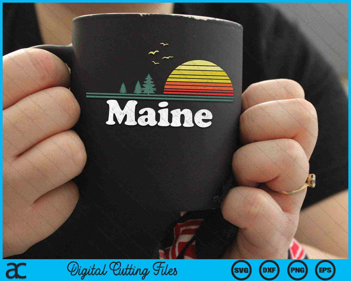 Retro Maine State Park ME Home Design SVG PNG Archivos de corte digital