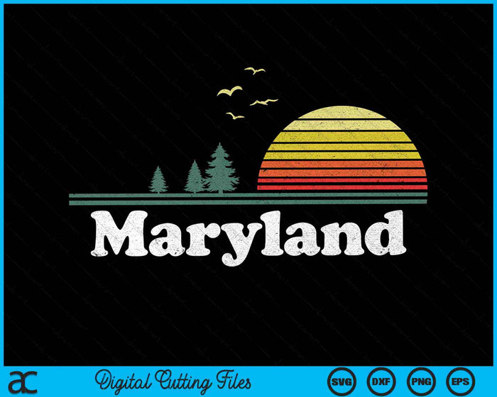 Retro Maryland State Park MD Home Design SVG PNG Archivos de corte digital