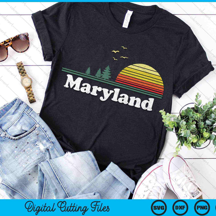 Retro Maryland State Park MD Home Design SVG PNG Archivos de corte digital