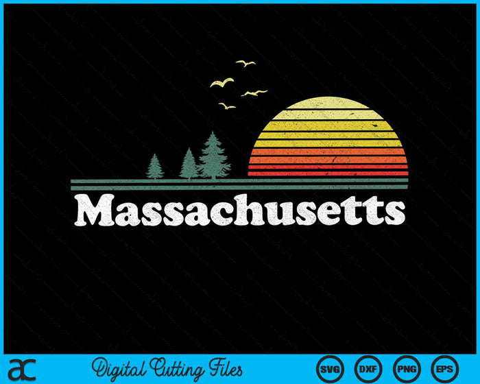 Retro Massachusetts State Park MA Home Design SVG PNG Archivos de corte digital