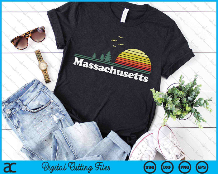 Retro Massachusetts State Park MA Home Design SVG PNG Archivos de corte digital