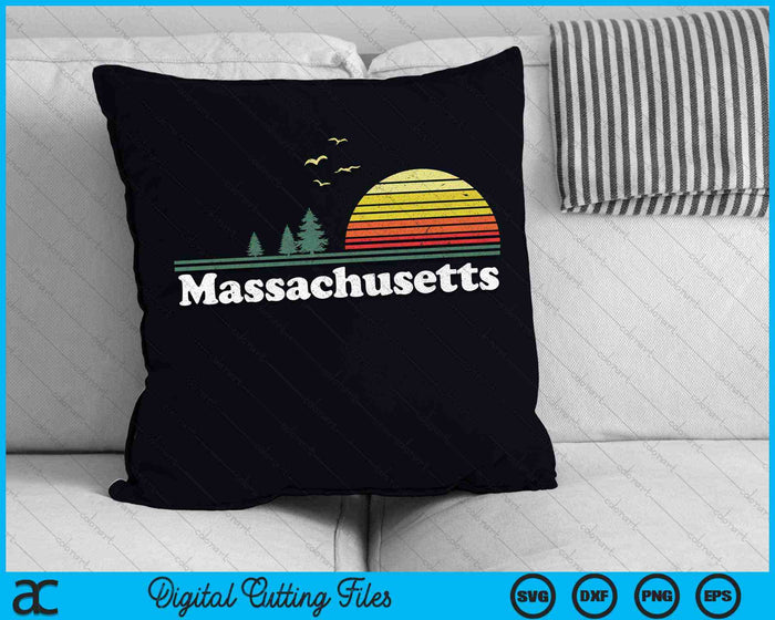 Retro Massachusetts State Park MA Home Design SVG PNG Archivos de corte digital