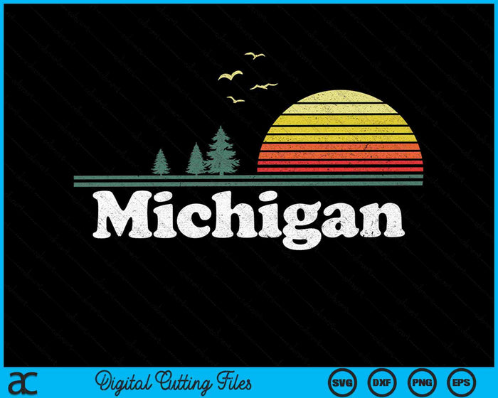 Retro Michigan State Park MI Home Design SVG PNG Archivos de corte digital