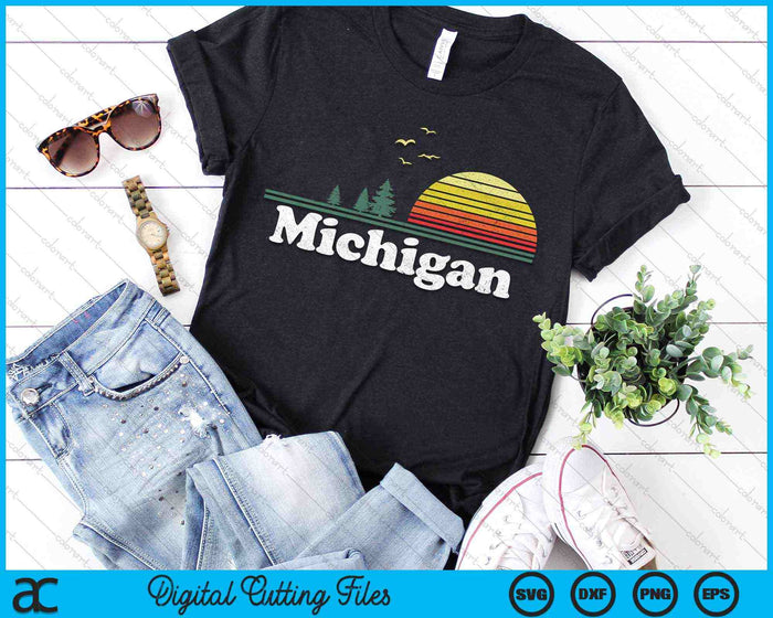 Retro Michigan State Park MI Home Design SVG PNG Archivos de corte digital