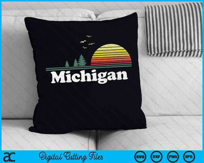 Retro Michigan State Park MI Home Design SVG PNG Archivos de corte digital