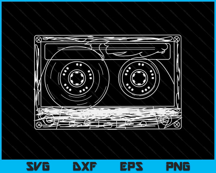 Retro Music Cassette Sketch Vintage Audio Drawing SVG PNG Digital Cutting Files