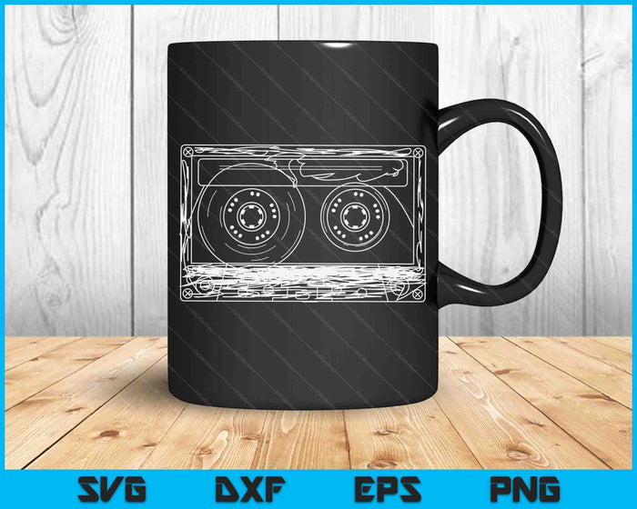 Retro Music Cassette Sketch Vintage Audio Drawing SVG PNG Digital Cutting Files
