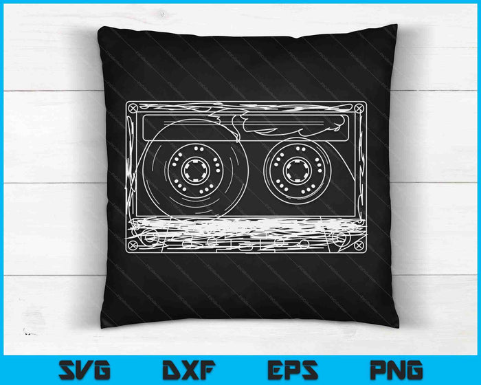 Retro Music Cassette Sketch Vintage Audio Drawing SVG PNG Digital Cutting Files
