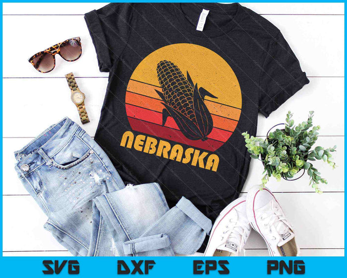 Retro Nebraska Corn Vintage Maize Farming SVG PNG Cutting Printable Files