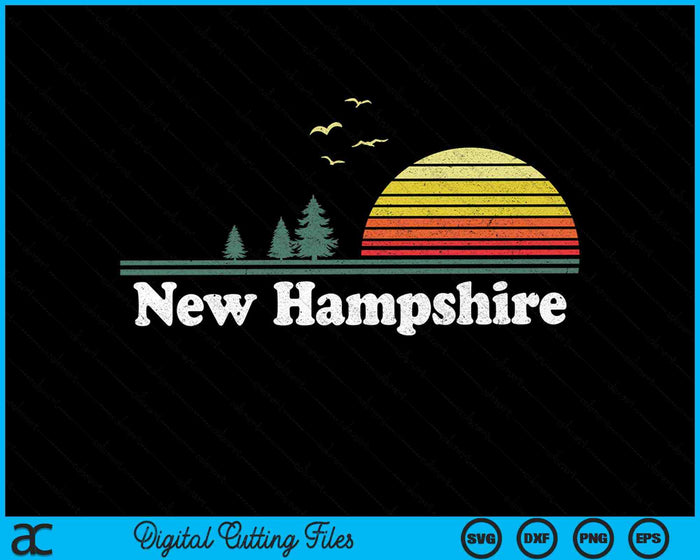 Retro New Hampshire State Park NH Home Design SVG PNG Archivos de corte digitales