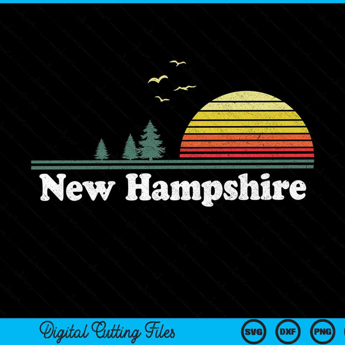 Retro New Hampshire State Park NH Home Design SVG PNG Archivos de corte digitales