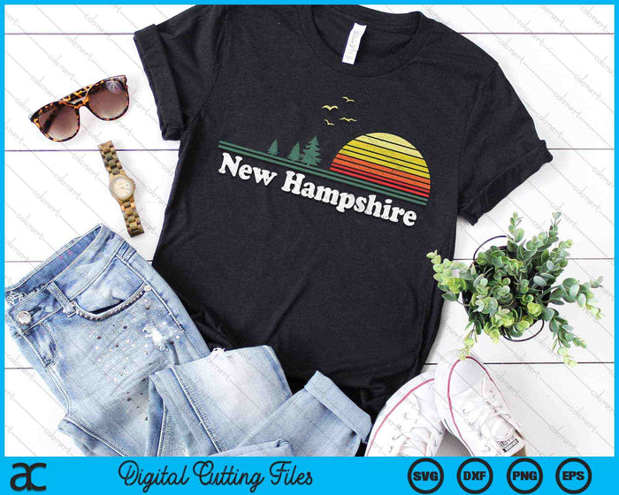 Retro New Hampshire State Park NH Home Design SVG PNG Archivos de corte digitales