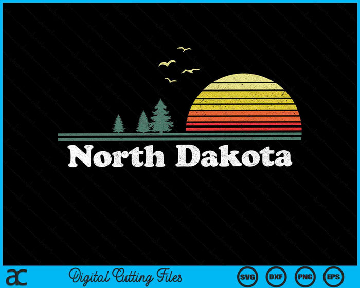 Retro North Dakota State Park ND Home Design SVG PNG Archivos de corte digital