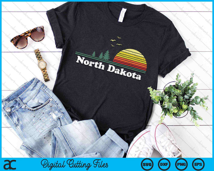 Retro North Dakota State Park ND Home Design SVG PNG Archivos de corte digital