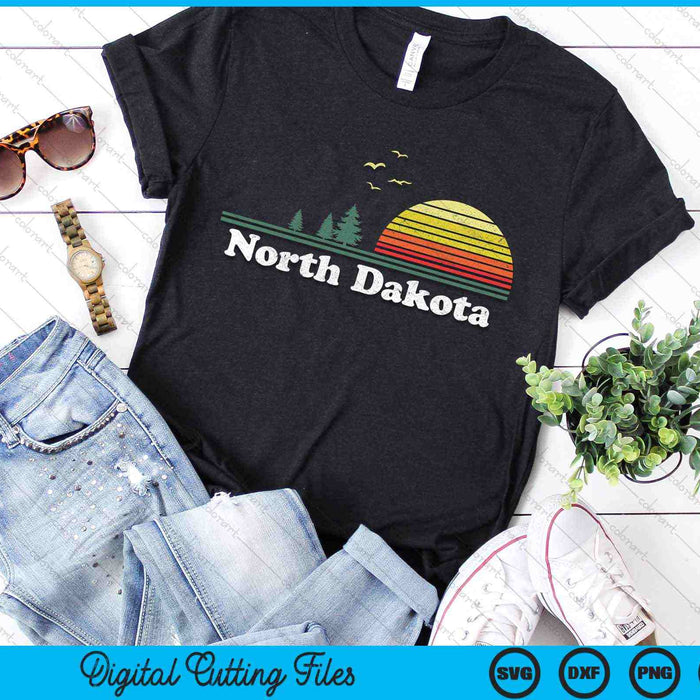 Retro North Dakota State Park ND Home Design SVG PNG Archivos de corte digital