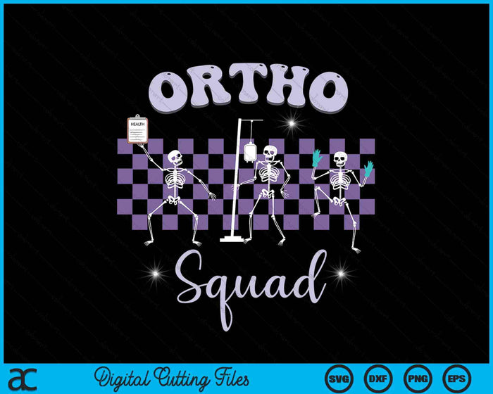 Retro Ortho Squad Dancing Skeleton Orthopedic Nurse RN SVG PNG Digital Cutting Files