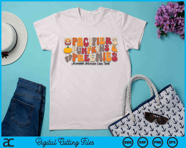 Retro Pacifiers Pumpkins Preemies Thanksgiving NICU Nurse SVG PNG Digital Printable Files - on a t-shirt