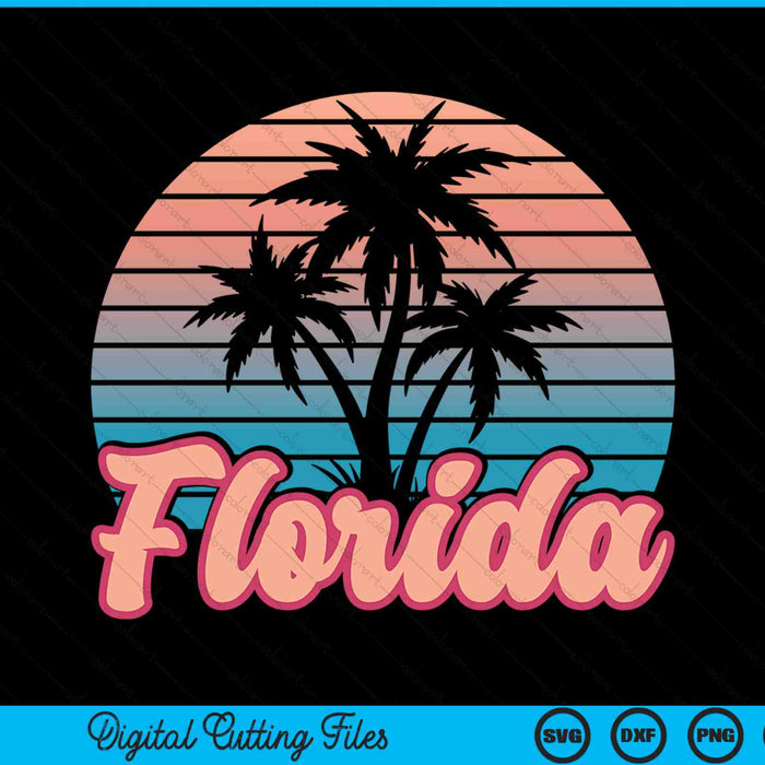 Retro Palm Trees Tropical Summer Vibes Florida SVG PNG Digital Cutting Files