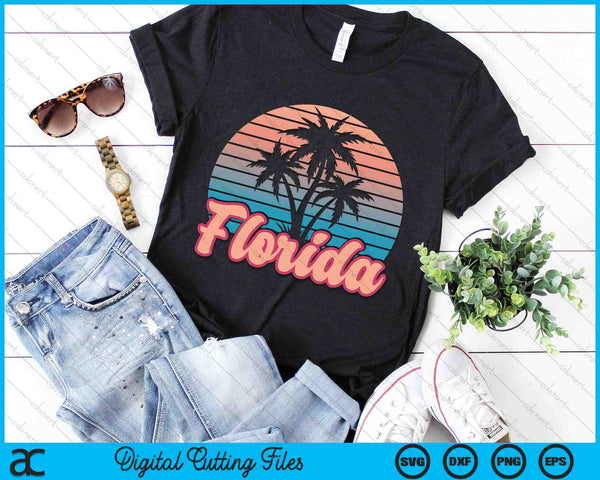 Retro Palm Trees Tropical Summer Vibes Florida SVG PNG Digital Cutting Files
