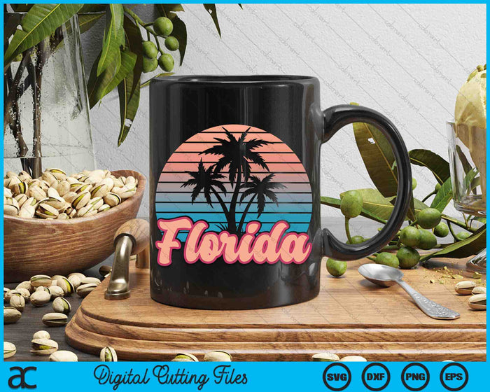 Retro Palm Trees Tropical Summer Vibes Florida SVG PNG Digital Cutting Files