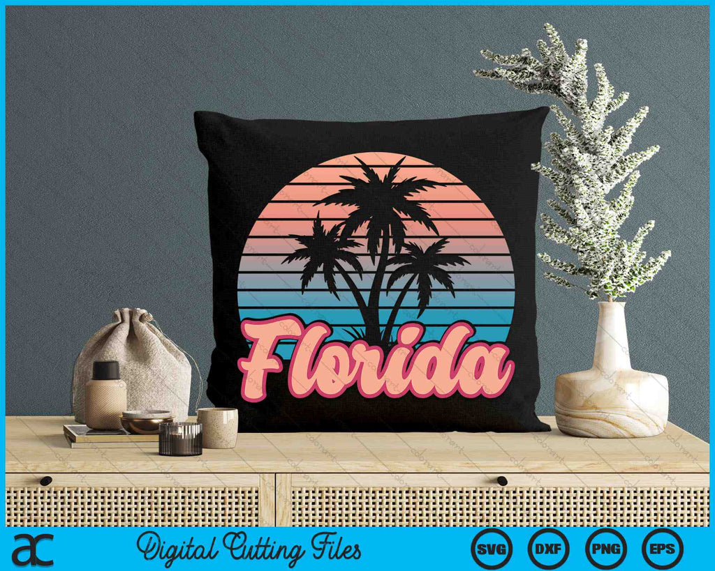 Retro Palm Trees Tropical Summer Vibes Florida SVG PNG Cutting Files ...