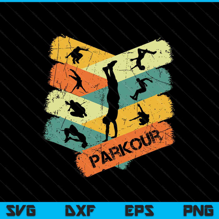 Retro parkour for boys silhouette vintage free running SVG cut file