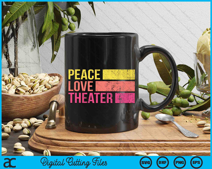 Retro Peace Love Theater SVG PNG digitale afdrukbare bestanden