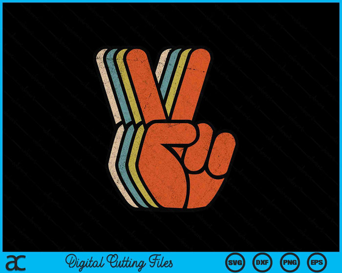 Retro Peace Sign V Fingers Vintage 60s 70s 80s Cool Graphic SVG PNG Digital Printable Files