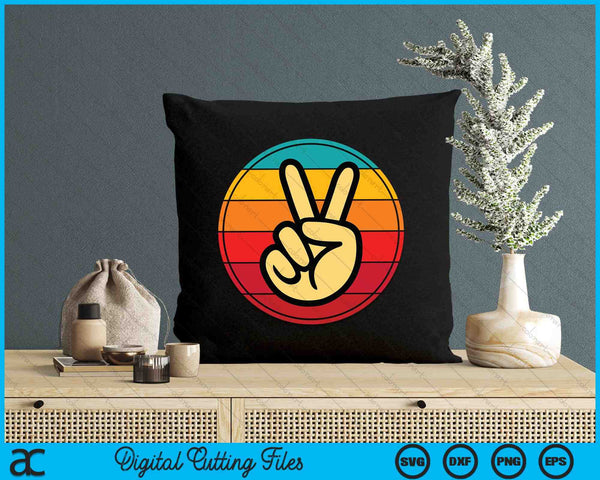 Retro Peace hand Vintage 60's 70's Hippie SVG PNG Digital Cutting Files