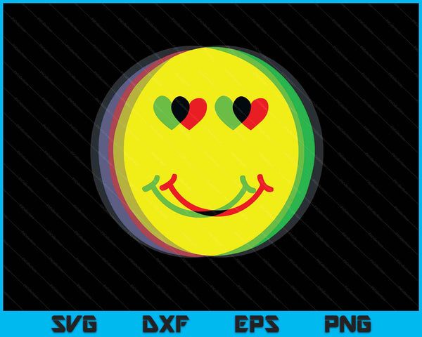 Retro psychedelic smile face 90s SVG cut file