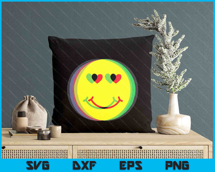Retro Psychedelic Smile Face 90s SVG PNG Digital Printable Files