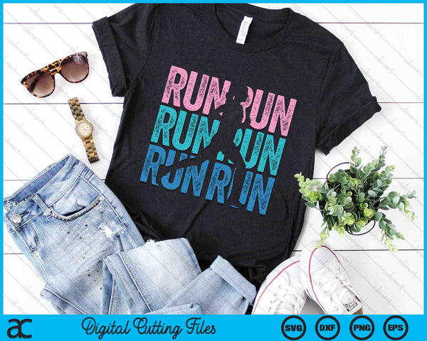 Retro RUN Runner Jogger Marathon Vintage SVG PNG digitale snijbestanden