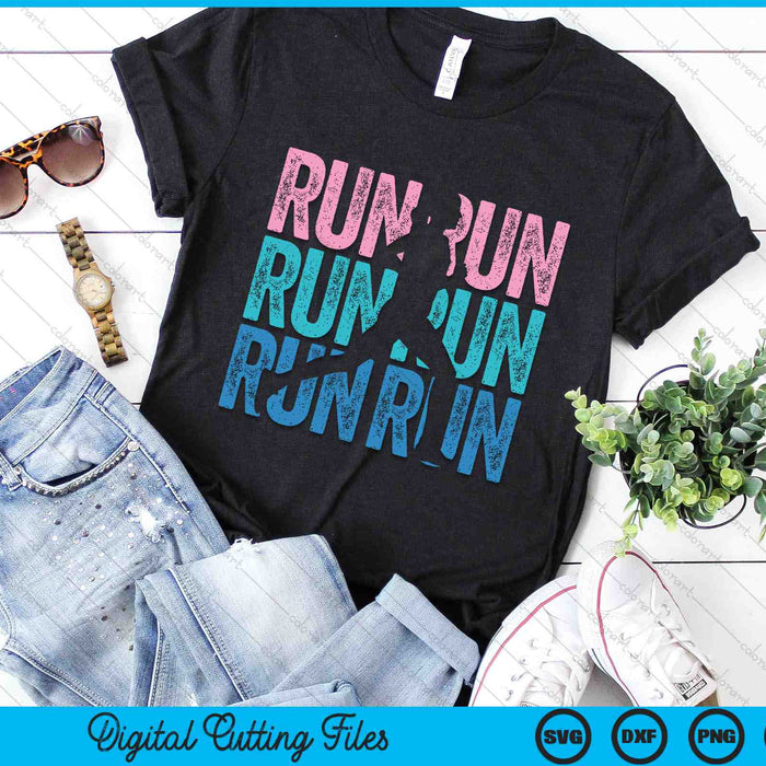 Retro RUN Runner Jogger Marathon Vintage SVG PNG digitale snijbestanden