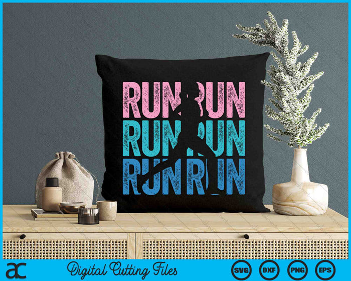 Retro RUN Runner Jogger Marathon Vintage SVG PNG digitale snijbestanden