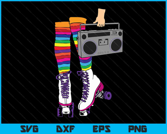 Retro Rollerskates Divertidos 80's Roller Disco Skating SVG PNG Archivos de corte digital