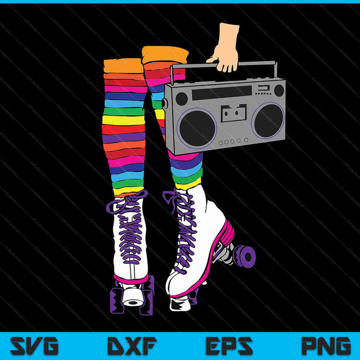Retro rollerskates 80's roller disco skating SVG cut file