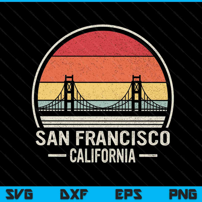 Retro San Francisco California golden gate bridge souvenir SVG cut file