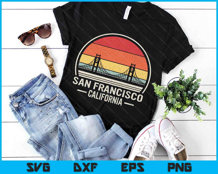 Retro San Francisco California Golden Gate Bridge Souvenir SVG PNG Digital Printable Files