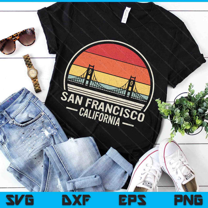 Retro San Francisco California Golden Gate Bridge Souvenir SVG PNG Digital Printable Files