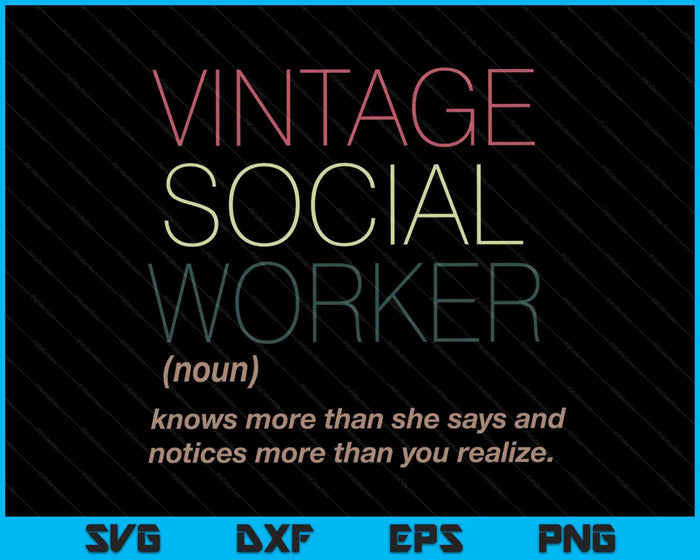 Retro Social Worker Definition Public Servant Caseworker SVG PNG Digital Printable Files