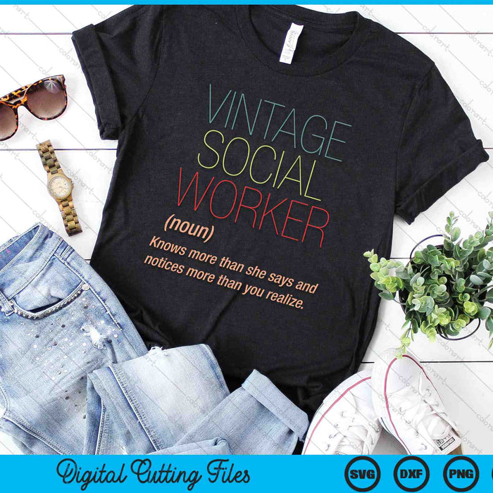 Retro Social Worker Definition Public Servant Caseworker SVG PNG Digital Cutting Files