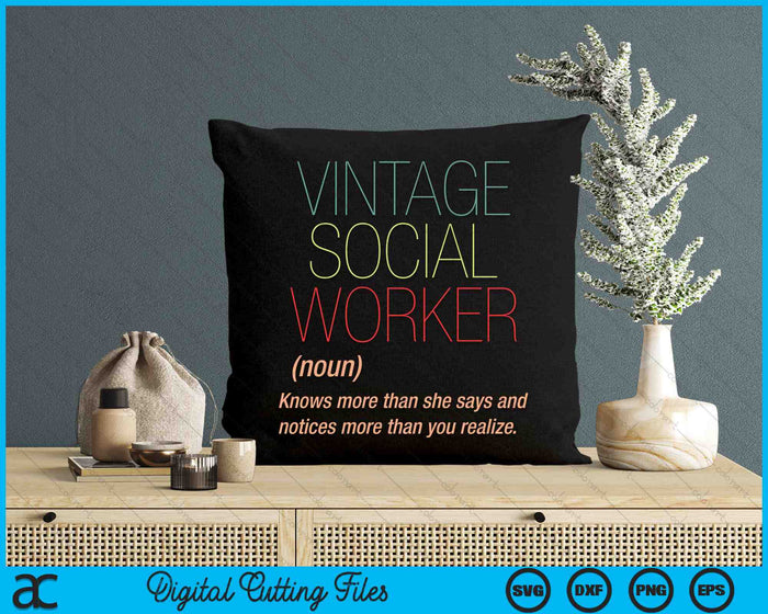 Retro Social Worker Definition Public Servant Caseworker SVG PNG Digital Cutting Files