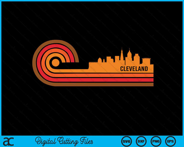 Retro Style Cleveland Ohio Skyline SVG PNG Digital Printable Files