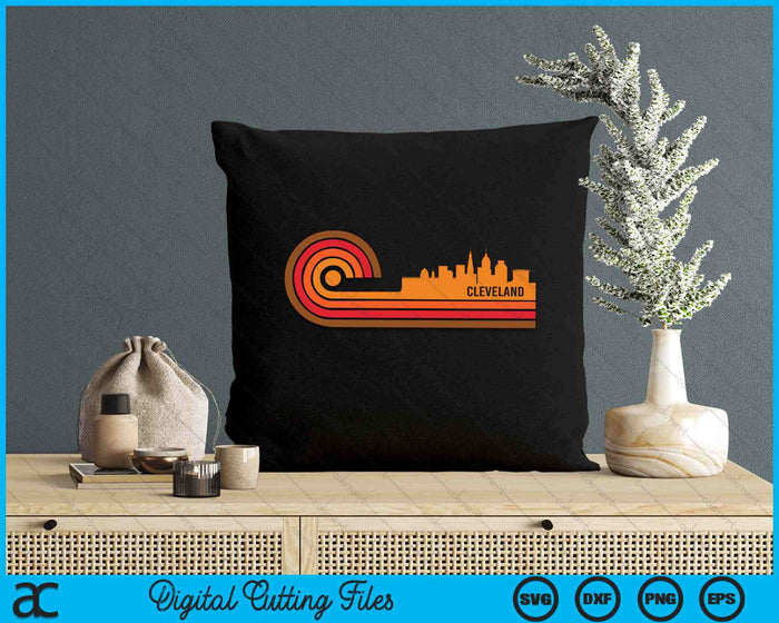 Retro Style Cleveland Ohio Skyline SVG PNG Digital Printable Files