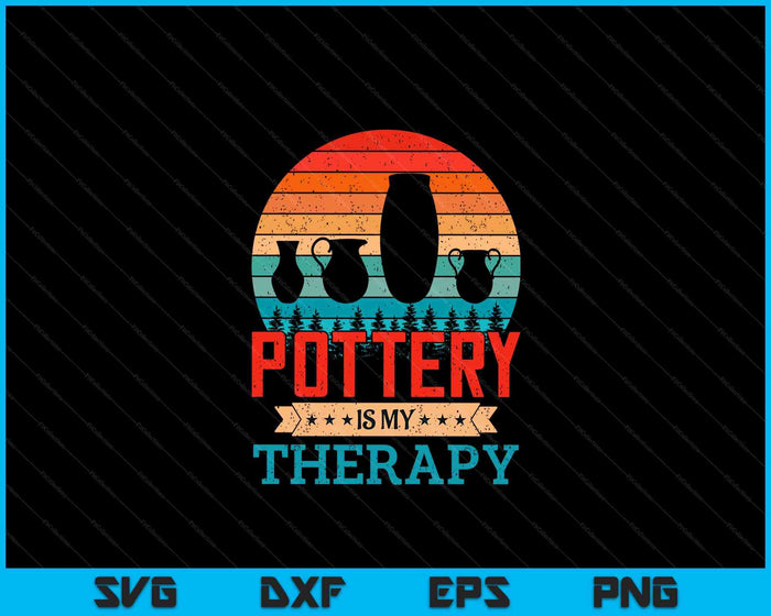 Retro Sunset Design Pottering Gift for Funny Pottery Maker SVG PNG Digital Cutting Files
