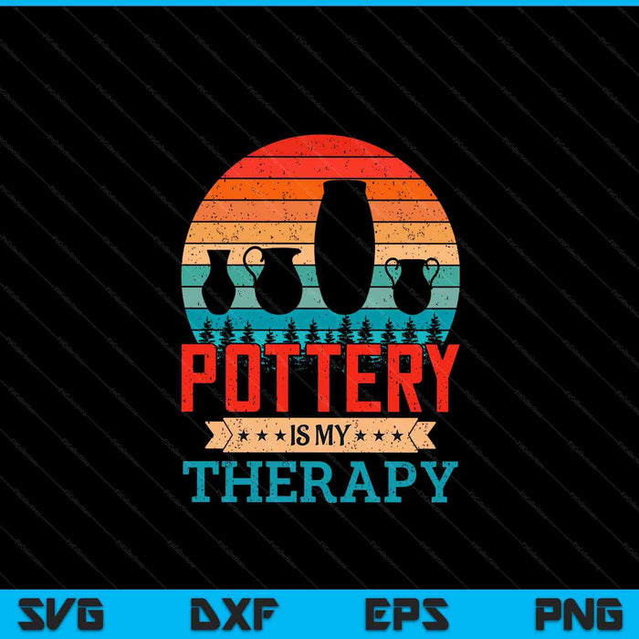 Retro sunset pottering for pottery maker SVG cut file