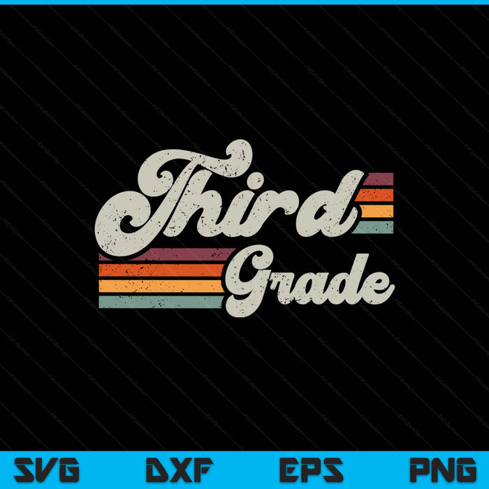 Retro third grade teacher back to school SVG cut file