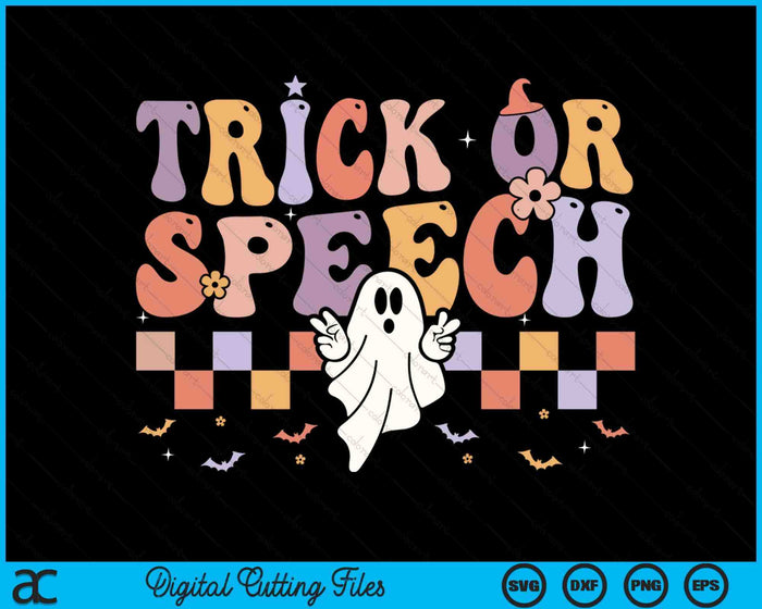 Retro Trick Or Speech Halloween Speech Therapy Slp SVG PNG Digital Printable Files