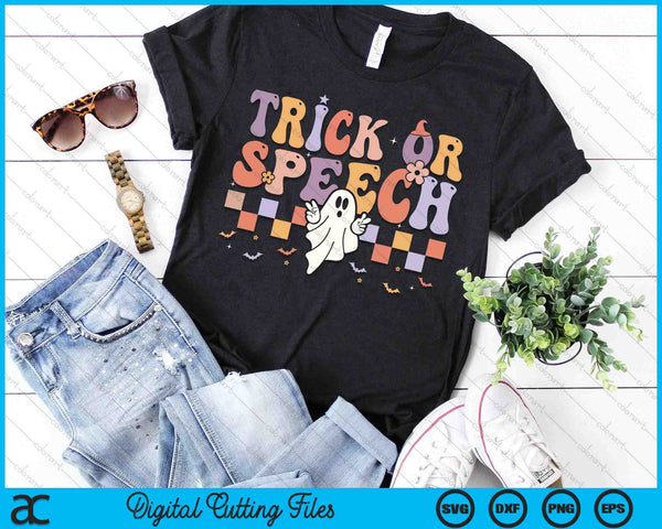 Retro Trick Or Speech Halloween Speech Therapy Slp SVG PNG Digital Printable Files